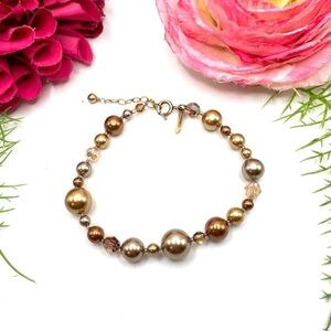 ⚜️14K Gold Filled HOLLY YASHI Golden Glass Pearl Bracelet